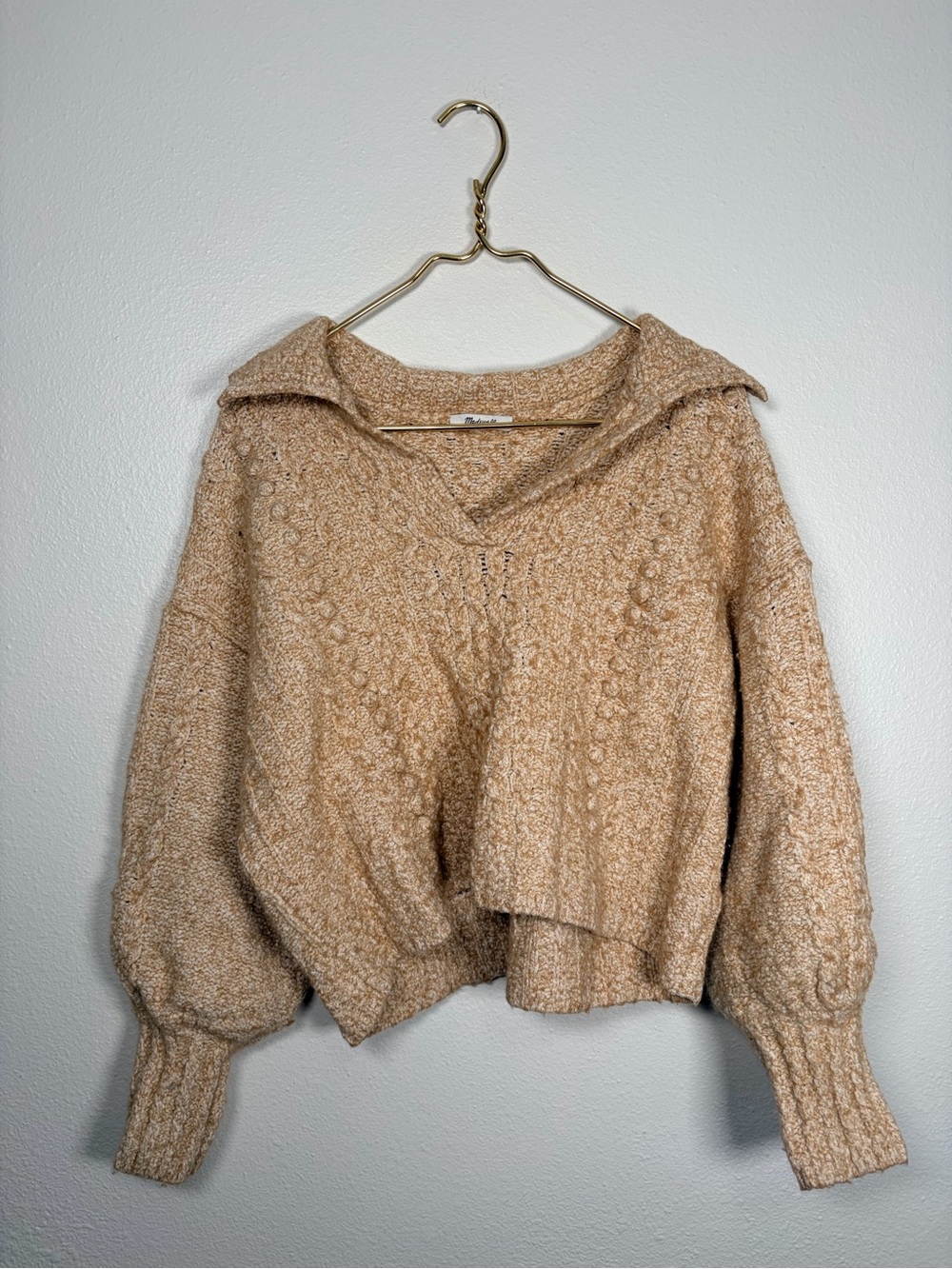 Madewell Beige Knit Collar Sweater size Large